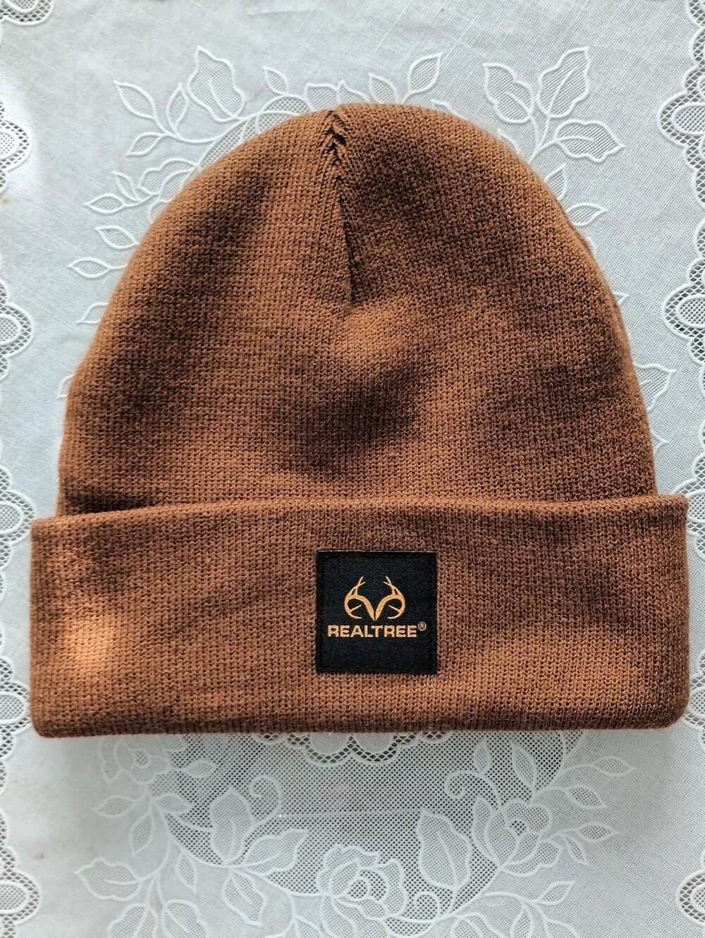 Realtree Brown/Rust Color Beanie with Logo Patch (OS)